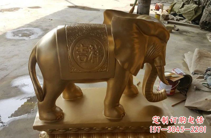 达州湖南玻璃钢仿铜大象案例