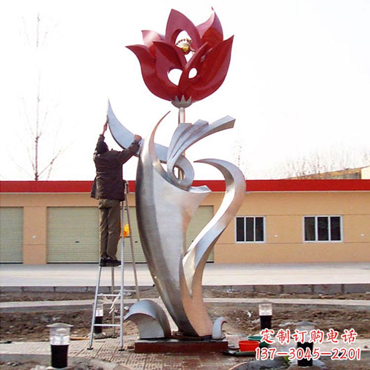 达州高端定制玫瑰花不锈钢大型雕塑
