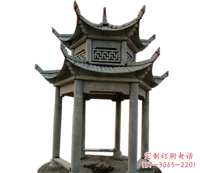 达州户外双层六角凉亭石雕