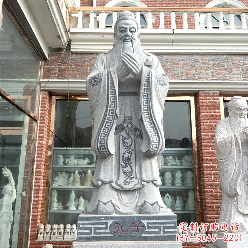 达州花岗岩石雕校园孔子雕像