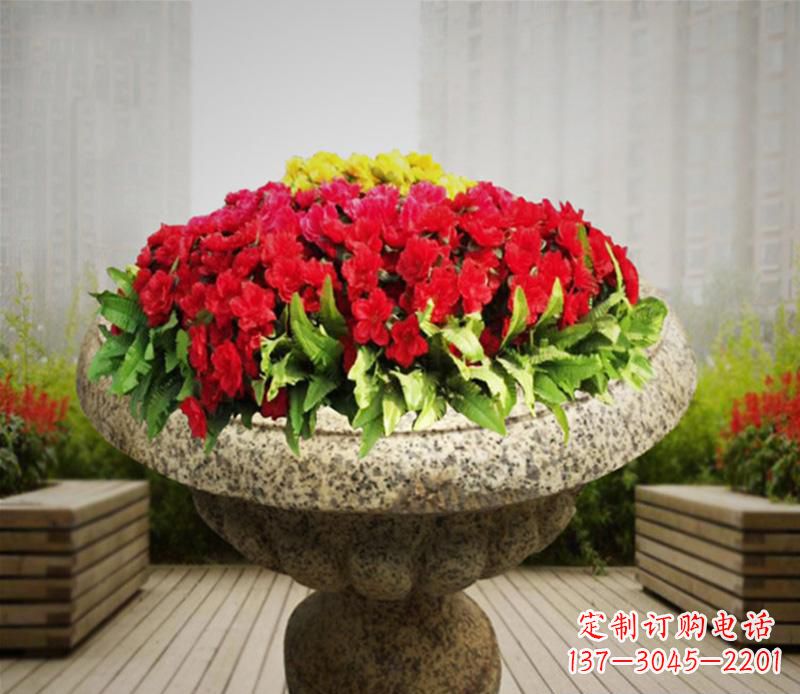 达州花岗岩小区景观花盆雕塑:精美艺术设计