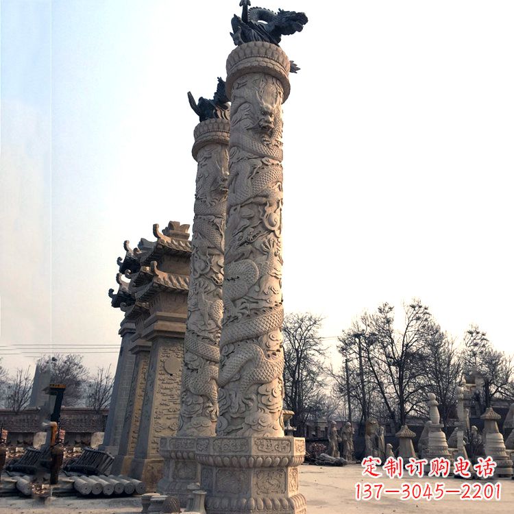 达州精致精美的华表柱石雕