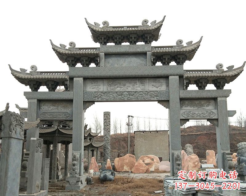 达州黄冈石雕牌坊--专业定制牌坊雕塑