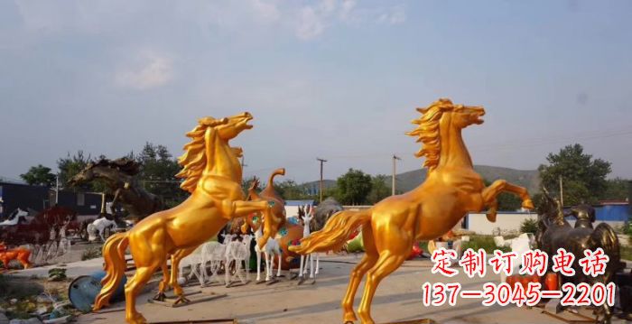 达州高品质黄铜色奔马铜雕