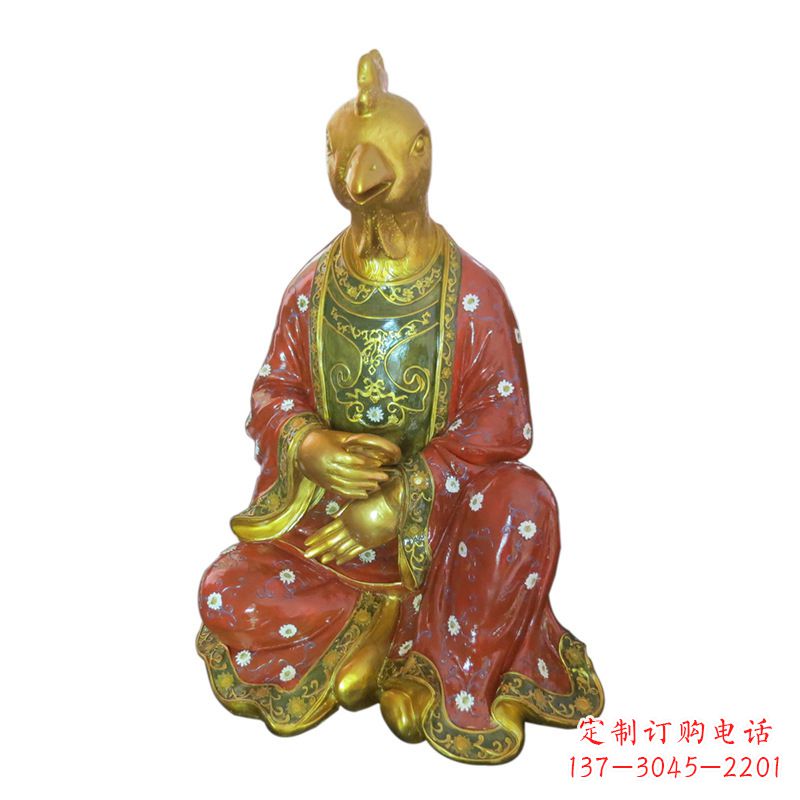 达州鸡-玻璃钢彩绘生肖雕塑