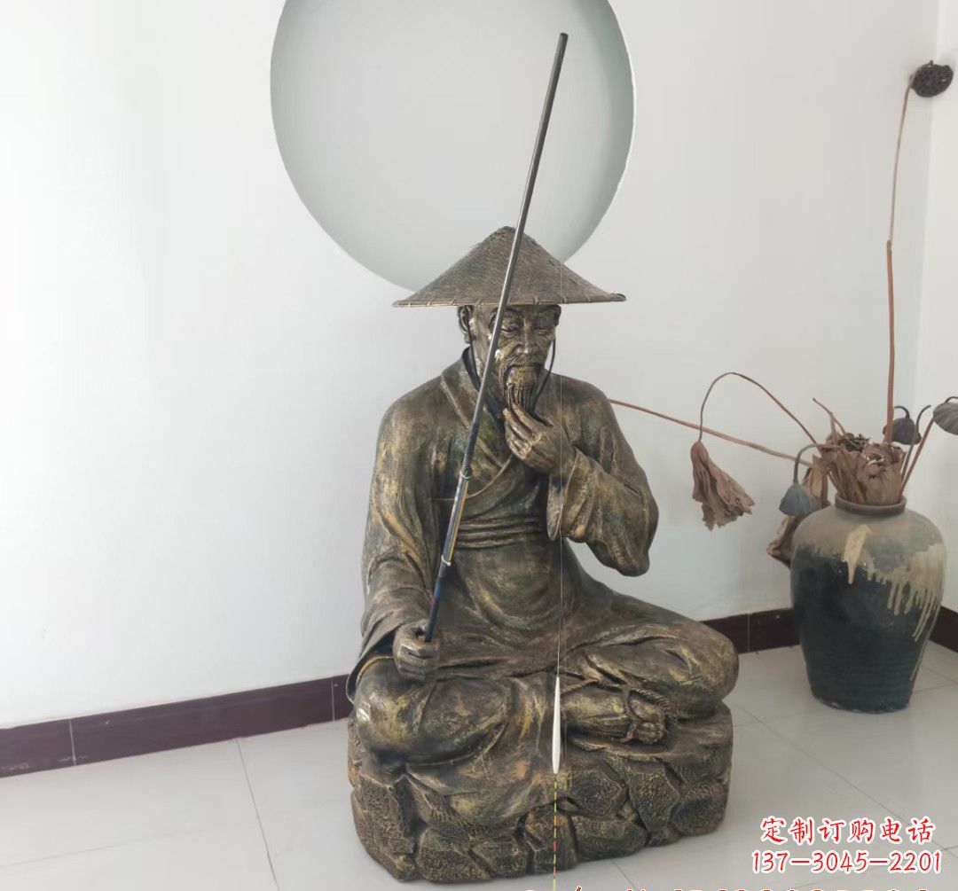 达州姜太公钓鱼人物铜雕