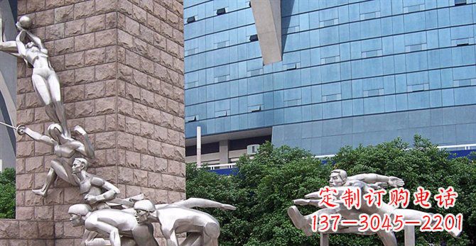 达州街边不锈钢运动员人物雕塑