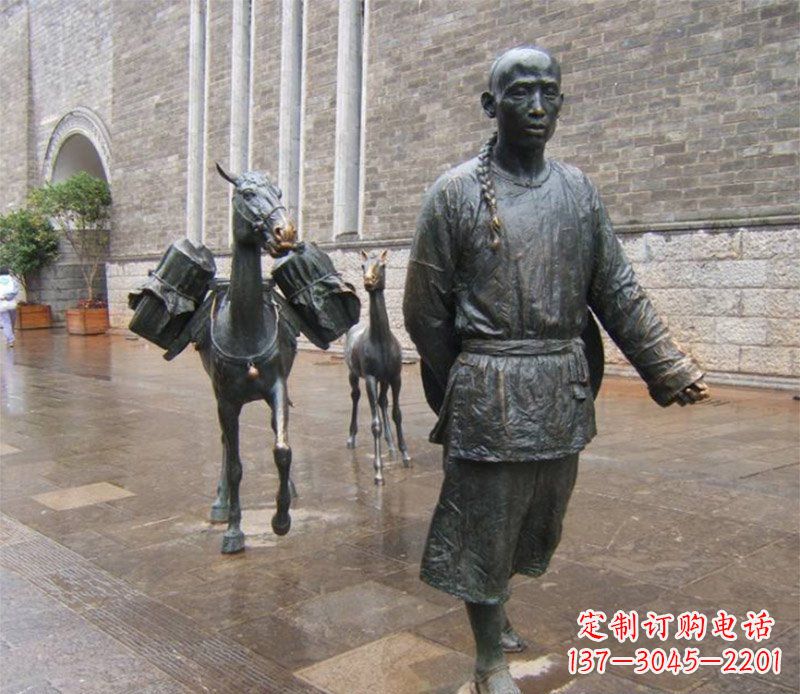 达州中领雕塑专业定制古代人物小品毛驴铜雕