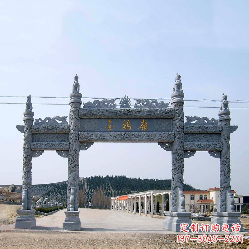 达州金鸡岭景区石雕牌坊特色雕塑定制