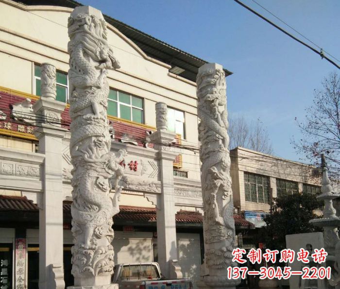 达州汇聚古灵神韵的大理石龙柱雕塑