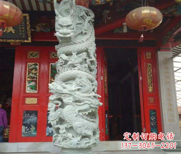 达州精美的大理石龙柱雕塑