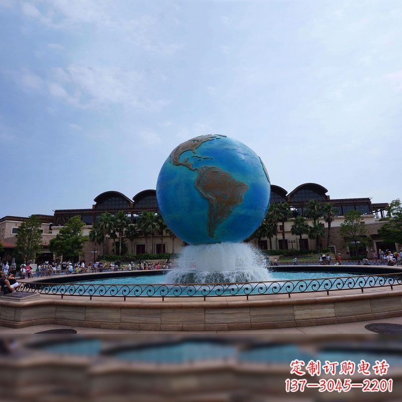 达州景区广场不锈钢地球仪水景喷泉景观雕塑