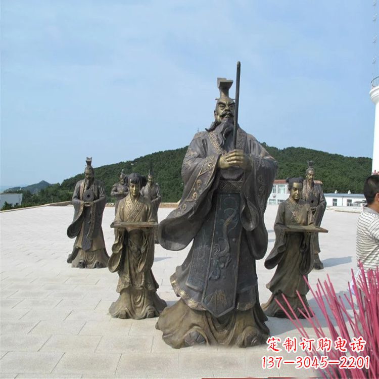 达州景区广场秦始皇祭祀铜雕情景小品雕塑