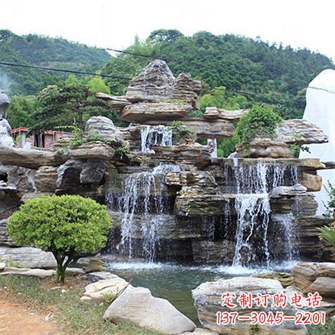 达州领雕塑让您的景区更精彩——奇石流水假山雕塑
