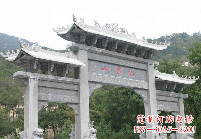 达州三门仿古牌坊石雕,精美绝伦