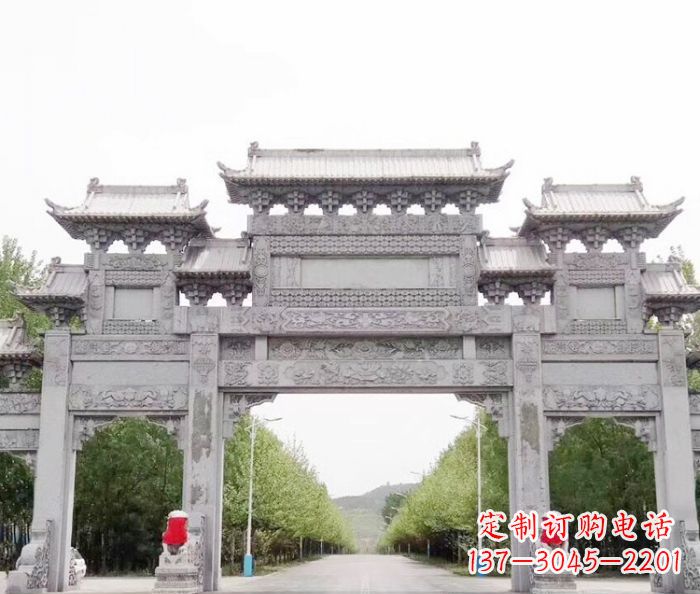达州景区三门石雕牌坊 (5)