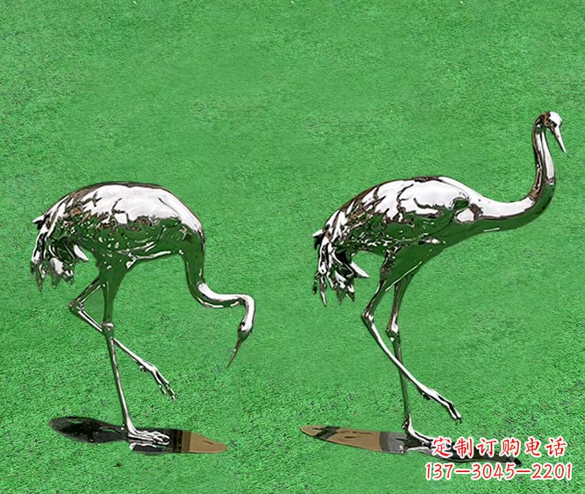 达州精美镜面不锈钢动物鹤雕塑