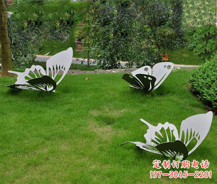达州镜面不锈钢蝴蝶公园草坪动物雕塑摆件