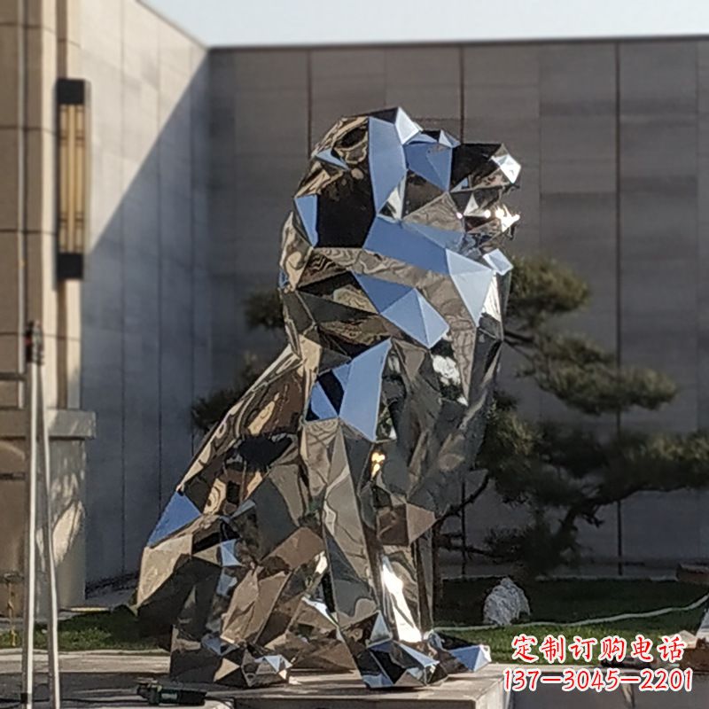 达州现代狮子雕塑,金属时尚与艺术完美结合