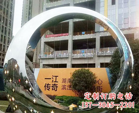 达州让您的空间脱颖而出!时尚镜面不锈钢圆环景观雕塑