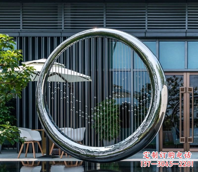 达州精美的镜面不锈钢圆环雕塑