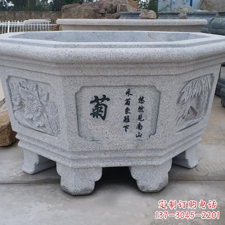 达州精美砂岩花盆雕塑,点缀精致家居