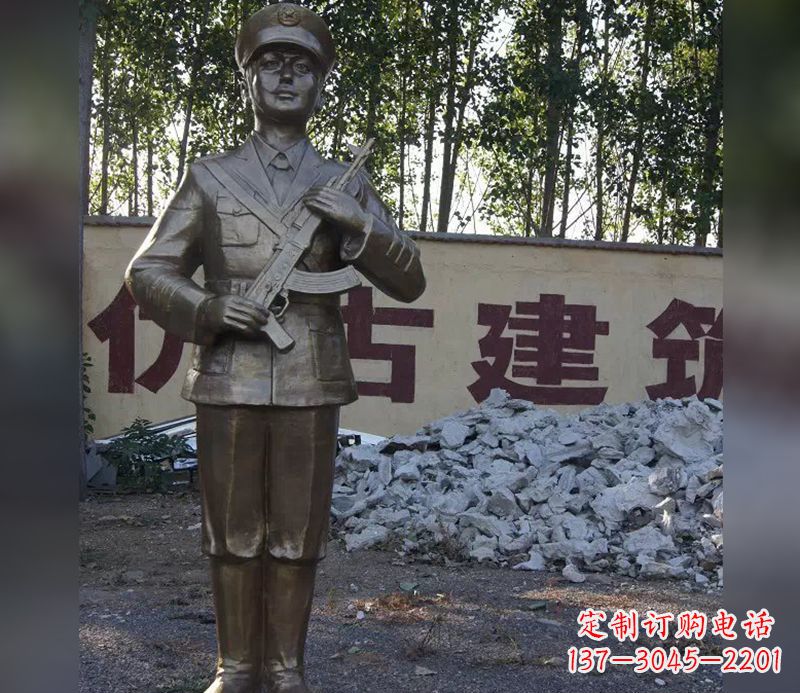 达州精美纪念,战士铜雕——中领雕塑