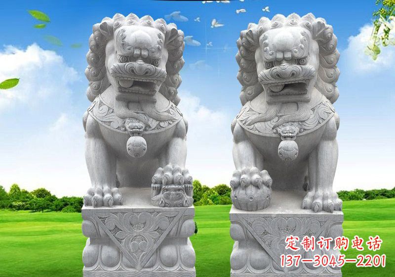达州风采傲人的狮子石雕
