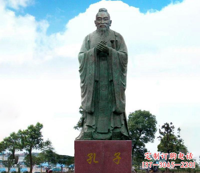 达州孔子广场文化名人铜雕