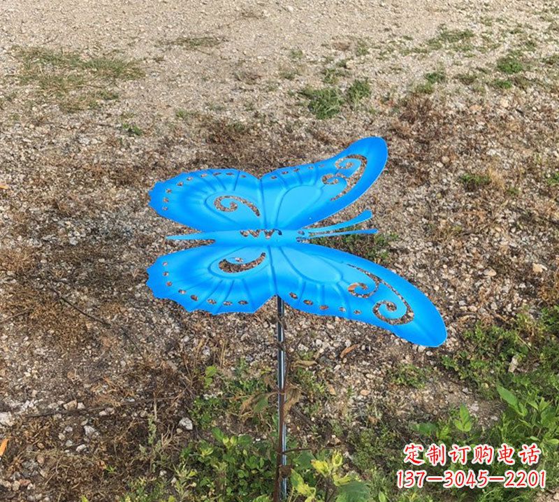 达州蓝色不锈钢铁艺蝴蝶雕塑