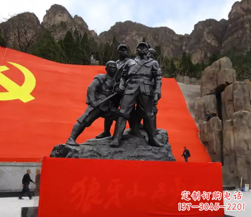 达州狼牙山五壮士烈士铜雕,永载革命先烈光辉