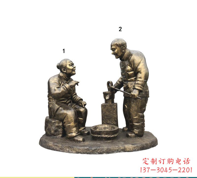达州质朴传神的老人铜雕