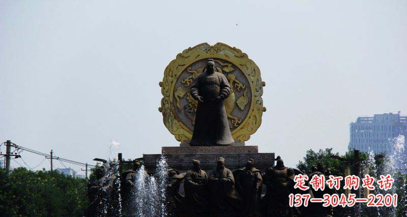 达州李世民古代名人铜雕