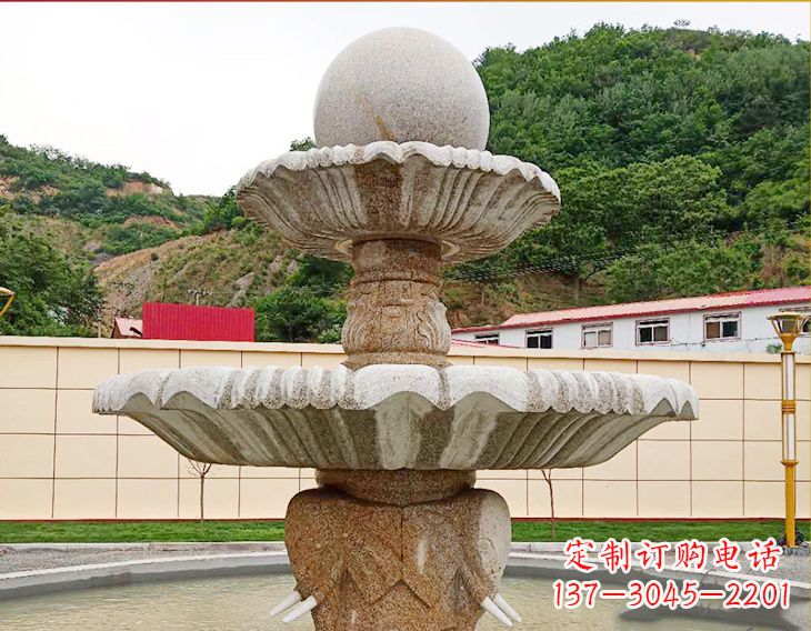 达州精致莲花石雕喷泉,添点艺术气息