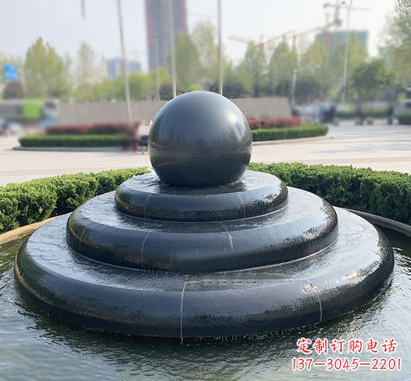 达州临沂石雕风水球喷泉,雕塑定制专属于您