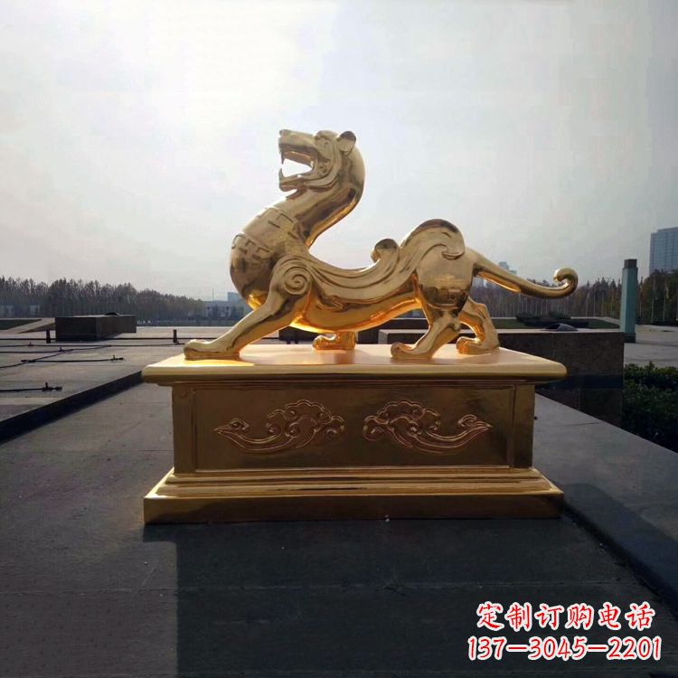 达州引领神兽,虎魂鎏金铜雕