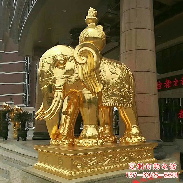 达州鎏金大门大象铜雕,招财辟邪吉祥动物雕塑