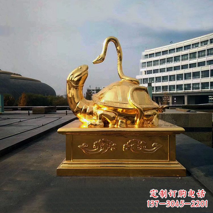 达州鎏金上古神兽玄武动物铜雕塑