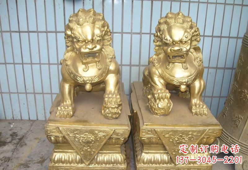 达州北京狮子雕塑,高雅典雅的手工鎏金铜制品
