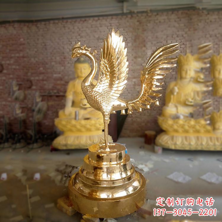 达州鎏金朱雀铜雕摆件