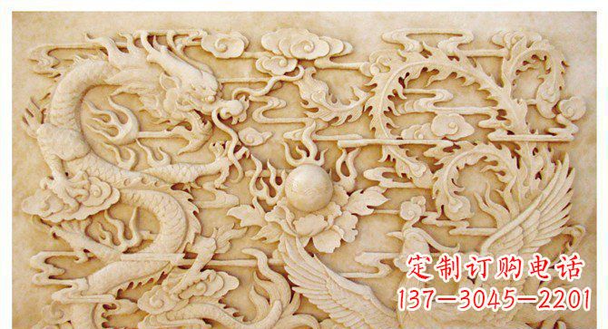 达州精美龙凤戏珠公园景观石浮雕
