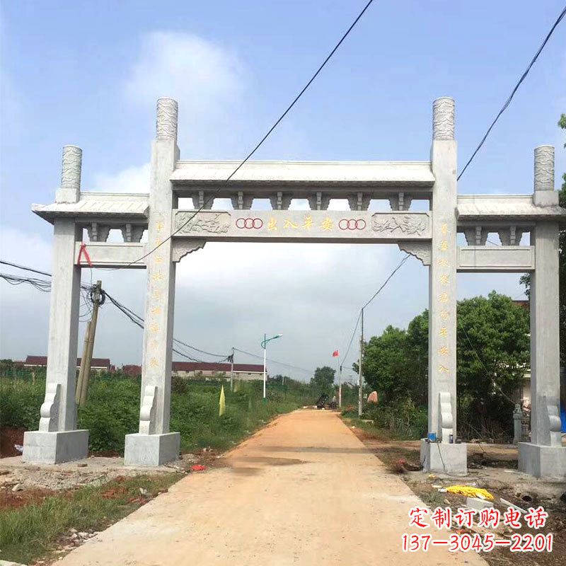 达州路口三间四柱无楼石牌坊雕塑制作