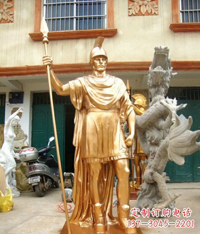 达州罗马勇士玻璃钢仿铜马雕塑