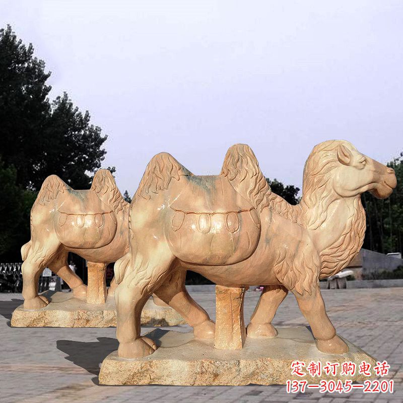 达州骆驼雕塑晚霞红石雕动物