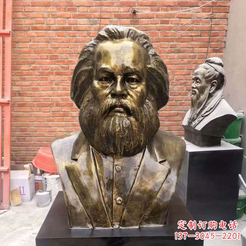达州马克思玻璃钢头像校园名人雕塑