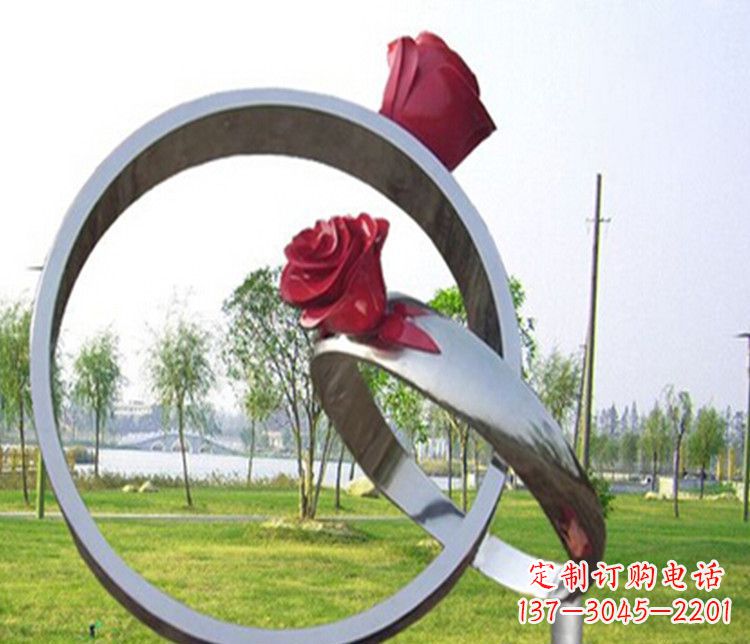 达州玫瑰戒指不锈钢雕塑