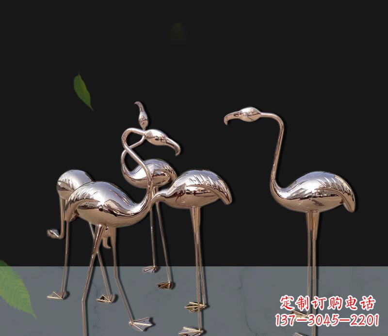 达州玫瑰金不锈钢火烈鸟雕塑,艺术品的魅力