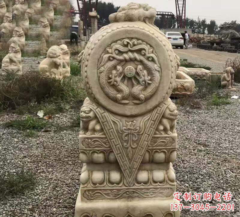 达州门口镇宅仿古门墩石雕