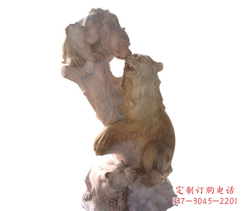 达州母子狗熊石雕公园动物雕塑