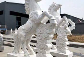 达州精美马踏祥云石雕，栩栩如生